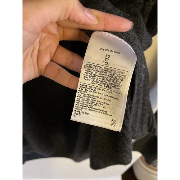 Banana Republic Cardigan Women's XS Gray Merino Wool Blend Knit Side Zip - Picture 7 of 7